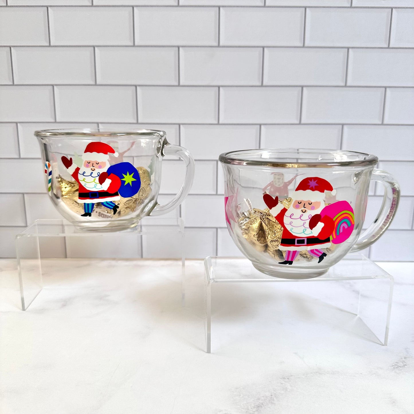 Taza de vidrio con kisses