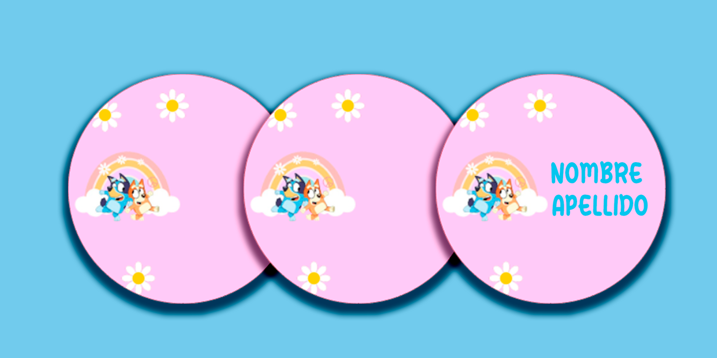 ETIQUETAS PERSONALIZADAS BLUEY REDONDA