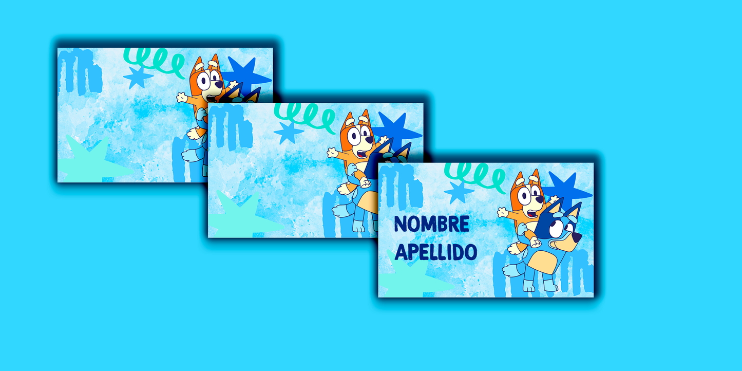 ETIQUETAS PERSONALIZADAS BLUEY RECTANGULAR