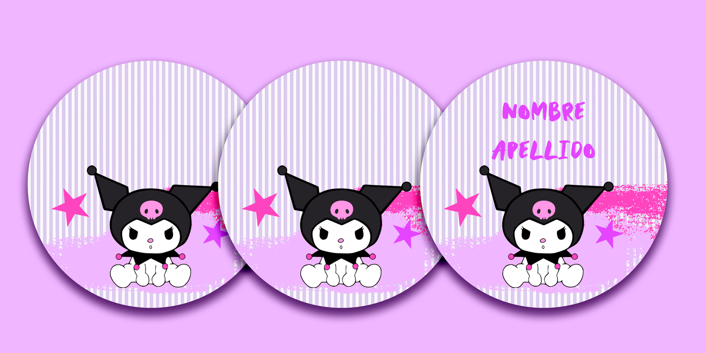 ETIQUETAS PERSONALIZADAS KUROMI REDONDA