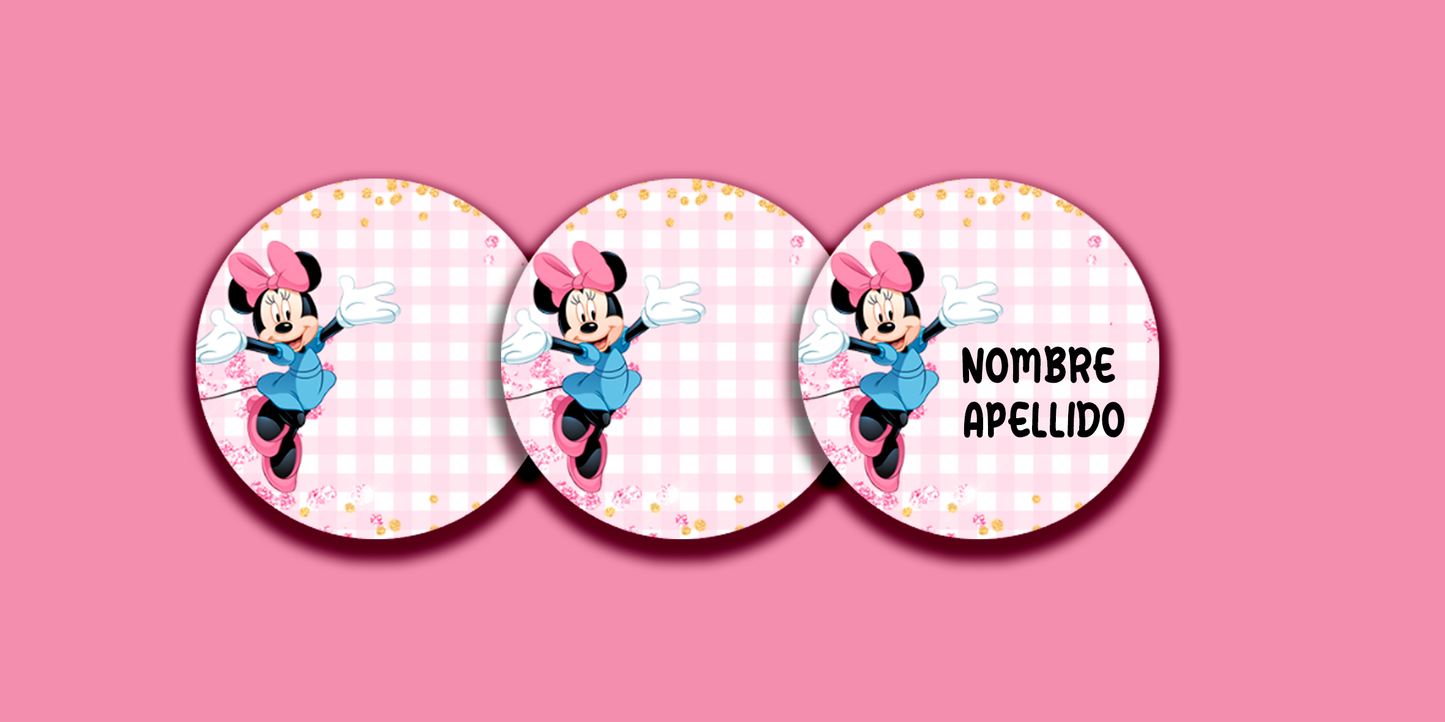 ETIQUETAS PERSONALIZADAS MINNIE REDONDA