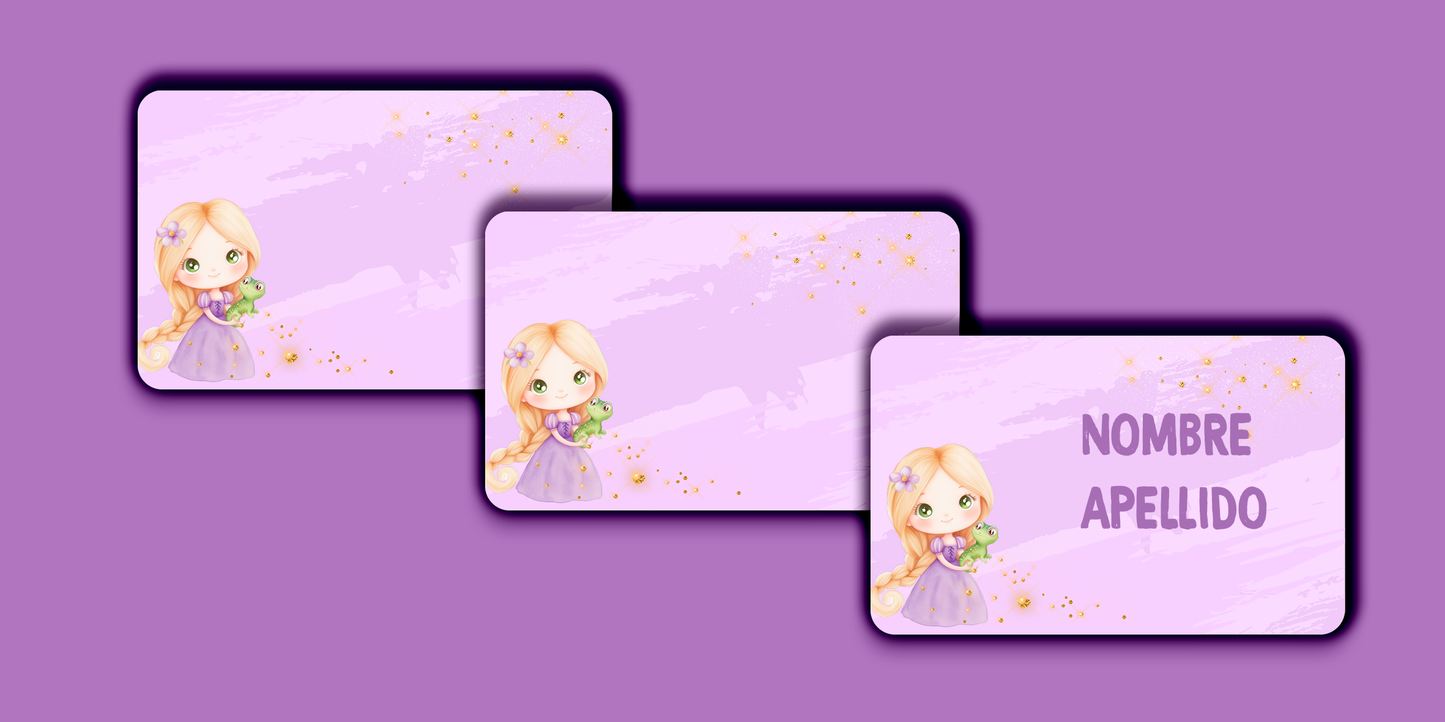 ETIQUETAS PERSONALIZADAS RAPUNZEL RECTANGULAR