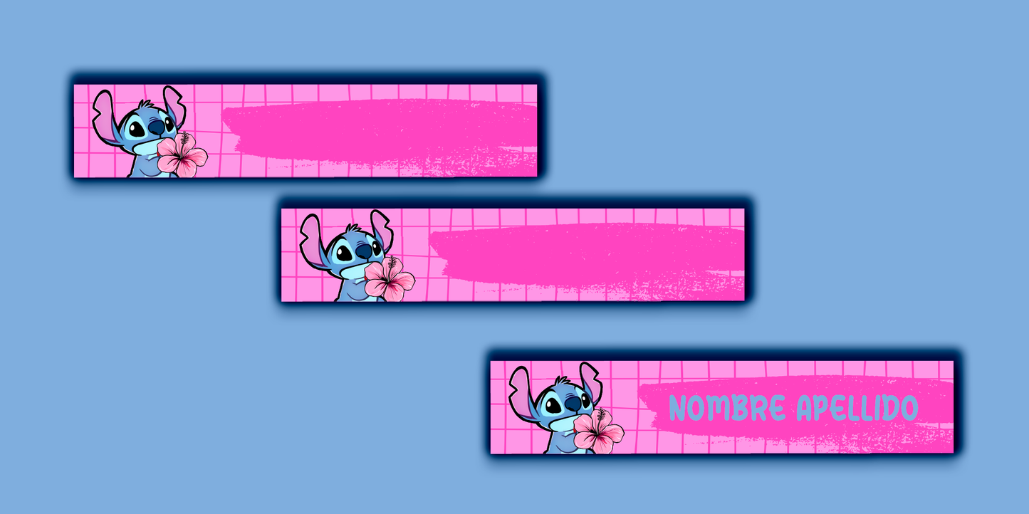 ETIQUETAS PERSONALIZADAS STITCH LÁPIZ