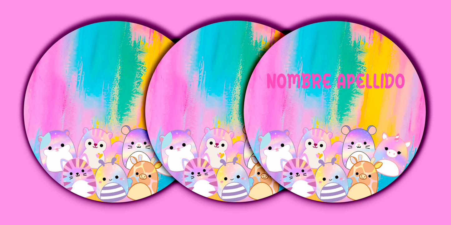 ETIQUETAS PERSONALIZADAS SQUISHMALLOW REDONDA