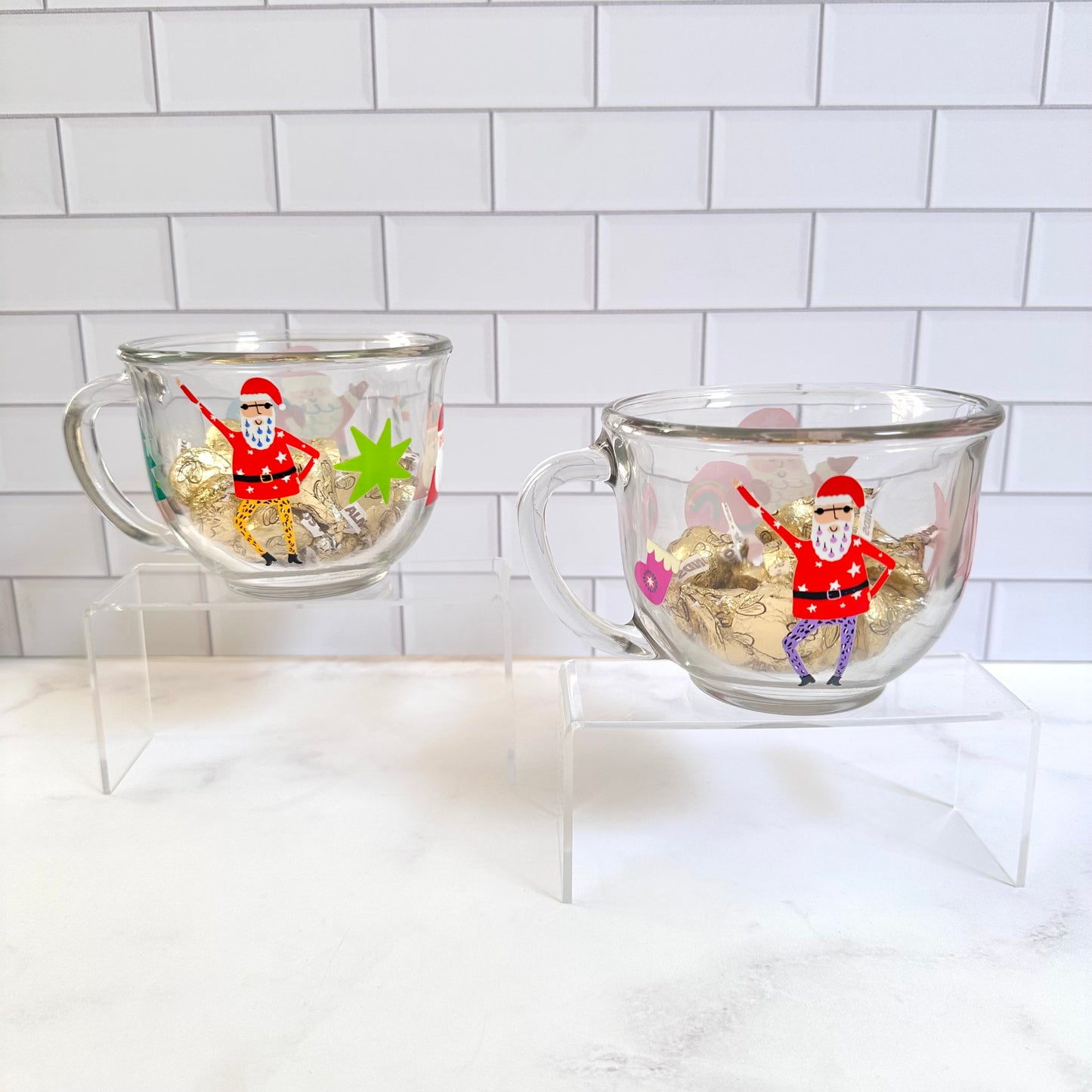 Taza de vidrio con kisses