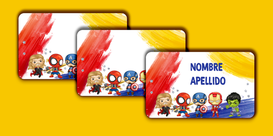 ETIQUETAS PERSONALIZADAS AVENGERS RECTANGULAR