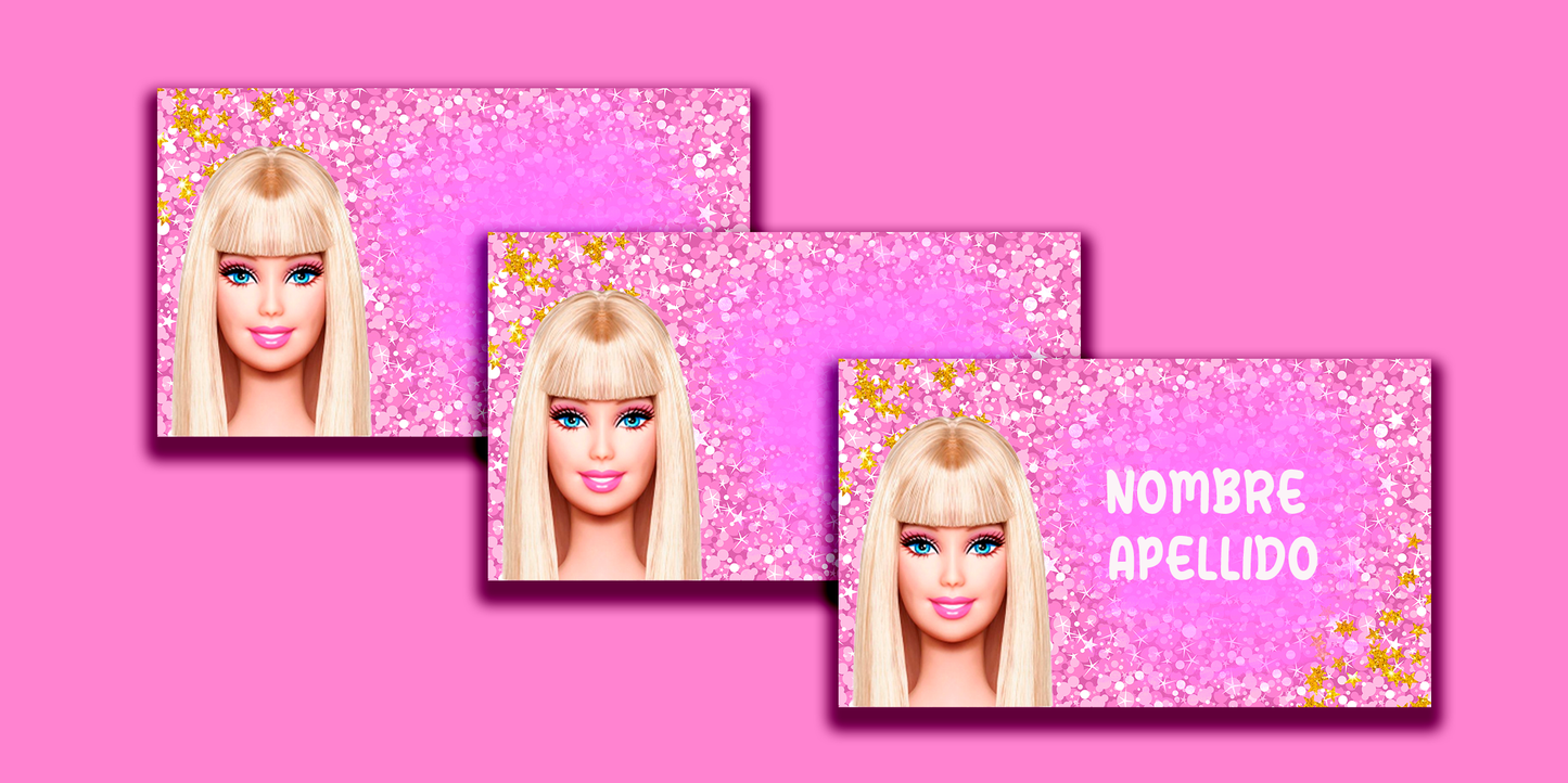ETIQUETAS PERSONALIZADAS BARBIE RECTANGULAR