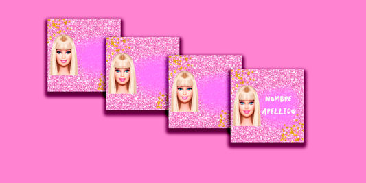 ETIQUETAS PERSONALIZADAS BARBIE CUADRADA