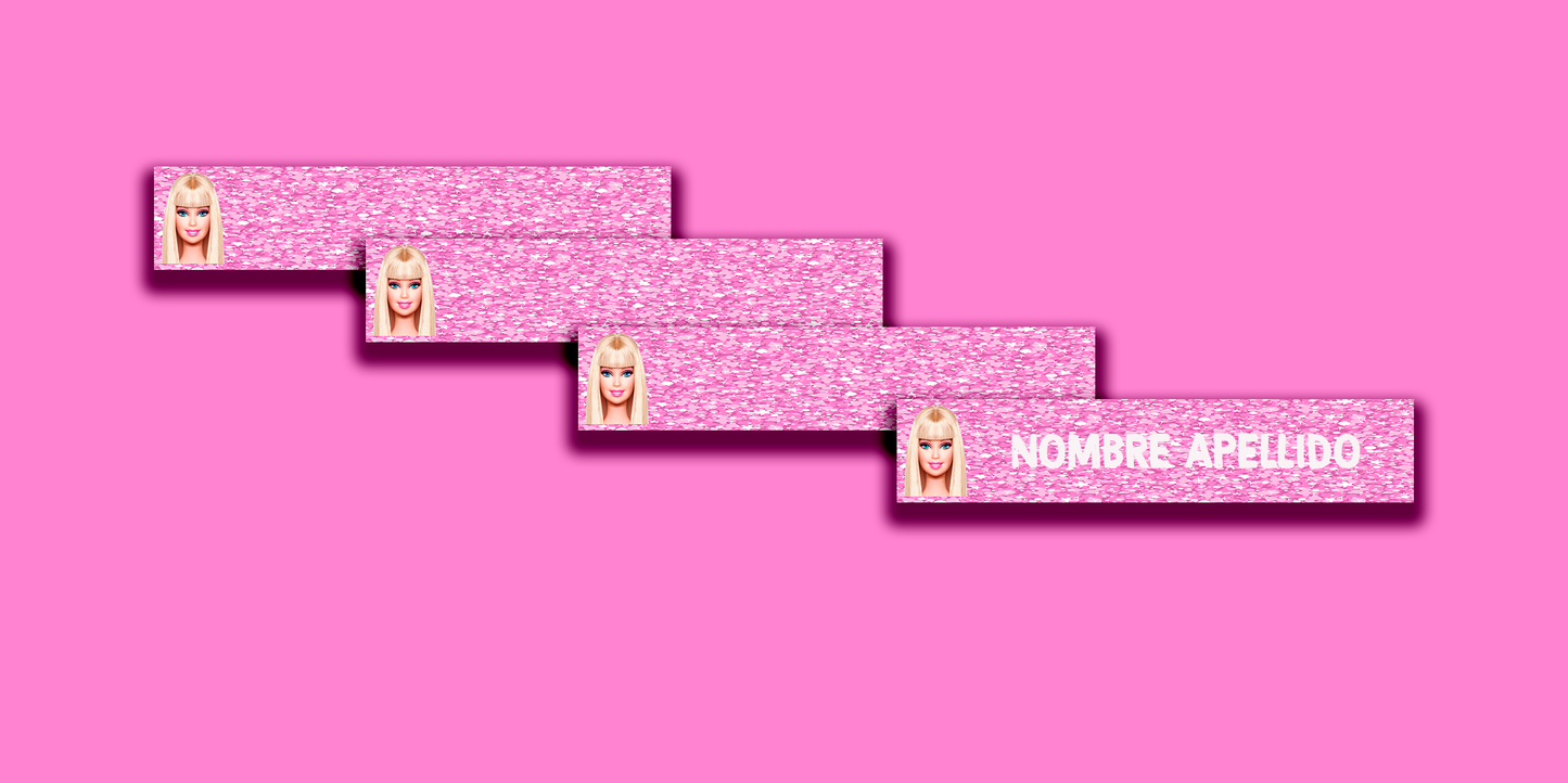 ETIQUETAS PERSONALIZADAS BARBIE LAPIZ