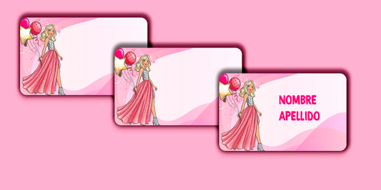ETIQUETAS PERSONALIZADAS BARBIE RECTANGULAR