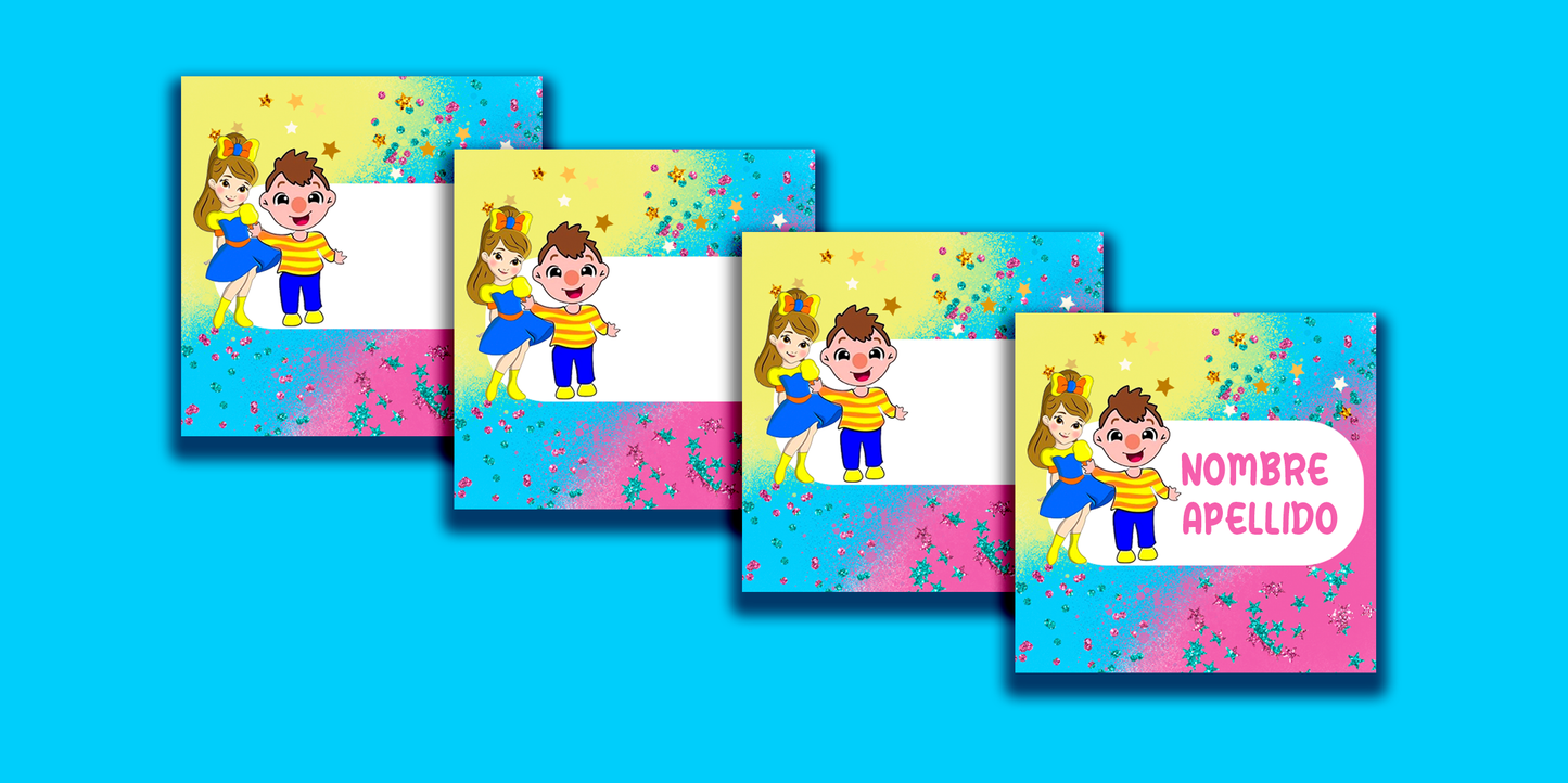 ETIQUETAS PERSONALIZADAS BELY Y BETO CUADRADA