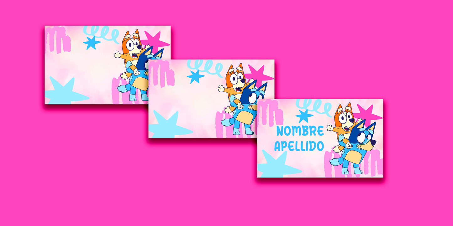 ETIQUETAS PERSONALIZADAS BLUEY RECTANGULAR