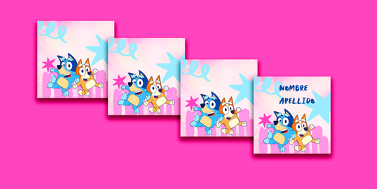 ETIQUETAS PERSONALIZADAS BLUEY CUADRADA