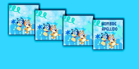 ETIQUETAS PERSONALIZADAS BLUEY CUADRADA