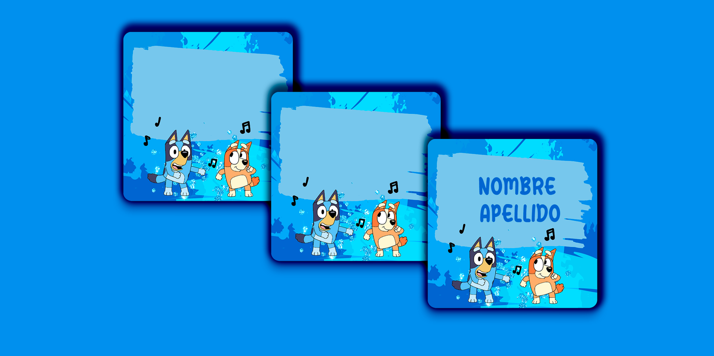 ETIQUETAS PERSONALIZADAS BLUEY CUADRADA