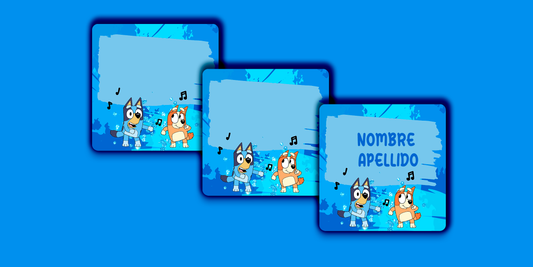 ETIQUETAS PERSONALIZADAS BLUEY CUADRADA