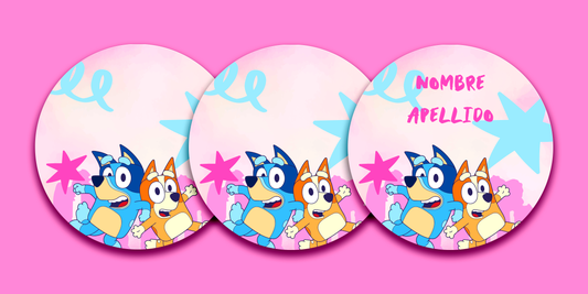 ETIQUETAS PERSONALIZADAS BLUEY REDONDA
