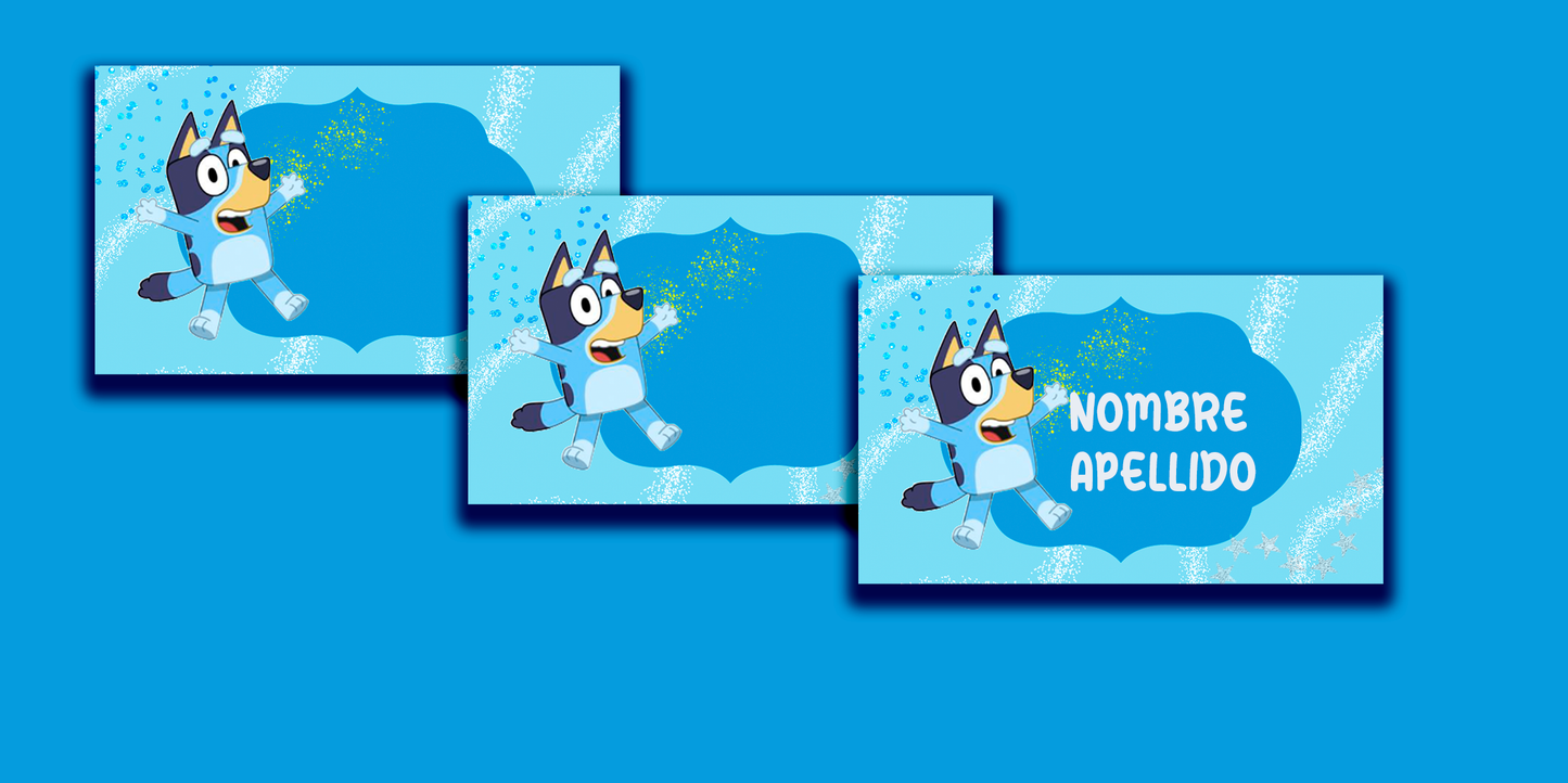 ETIQUETAS PERSONALIZADAS BLUEY RECTANGULAR
