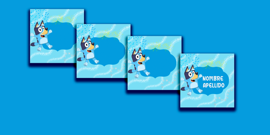 ETIQUETAS PERSONALIZADAS BLUEY CUADRADA