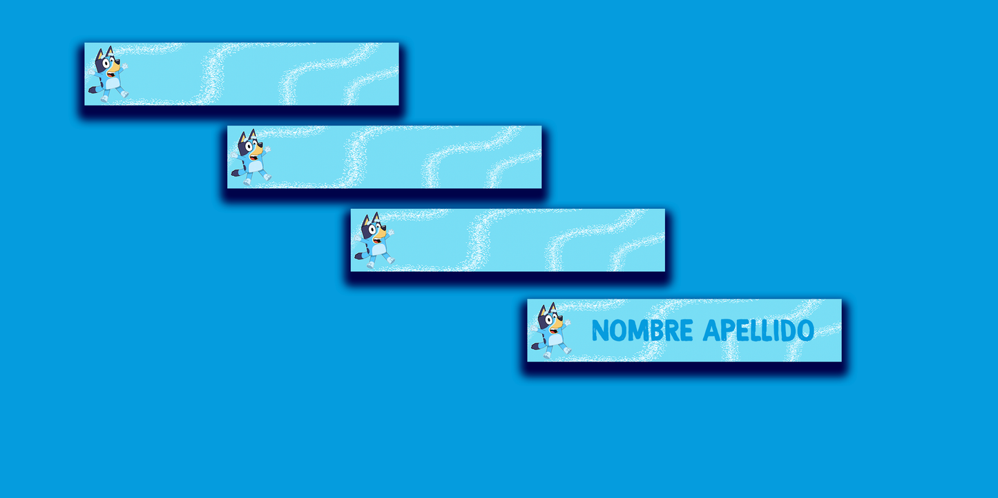 ETIQUETAS PERSONALIZADAS BLUEY LAPIZ