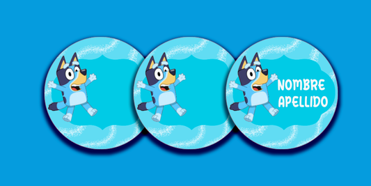 ETIQUETAS PERSONALIZADAS BLUEY REDONDA