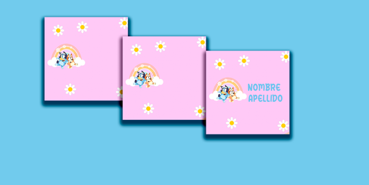 ETIQUETAS PERSONALIZADAS BLUEY CUADRADA