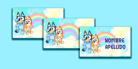 ETIQUETAS PERSONALIZADAS BLUEY RECTANGULAR
