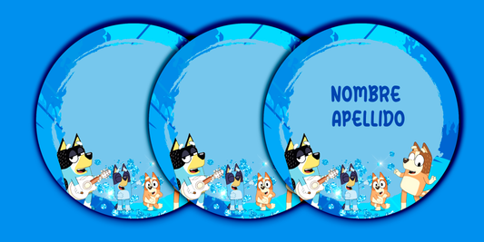 ETIQUETAS PERSONALIZADAS BLUEY REDONDA