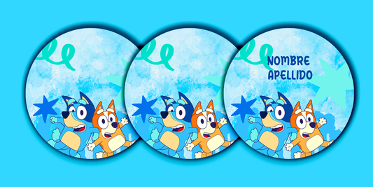 ETIQUETAS PERSONALIZADAS BLUEY REDONDA