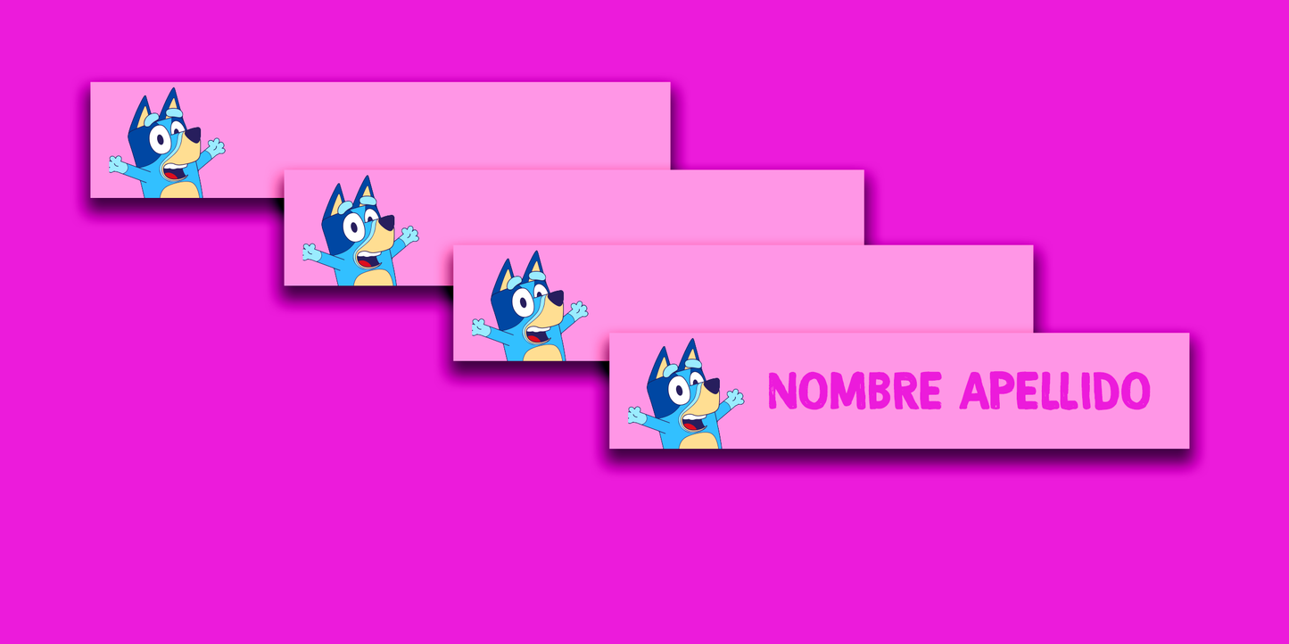 ETIQUETAS PERSONALIZADAS BLUEY LAPIZ