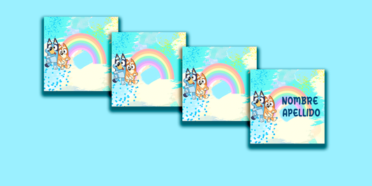 ETIQUETAS PERSONALIZADAS BLUEY CUADRADA