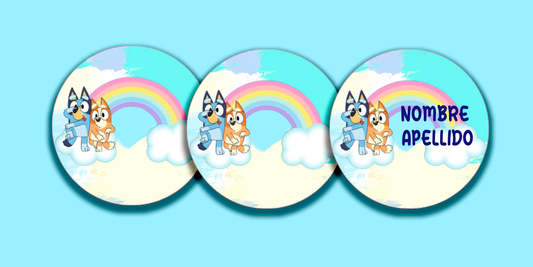 ETIQUETAS PERSONALIZADAS BLUEY REDONDA