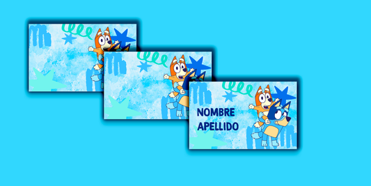 ETIQUETAS PERSONALIZADAS BLUEY RECTANGULAR