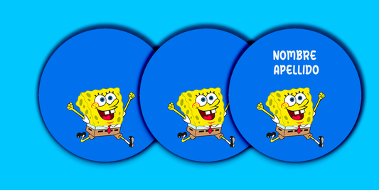 ETIQUETAS PERSONALIZADAS BOB ESPONJA REDONDA