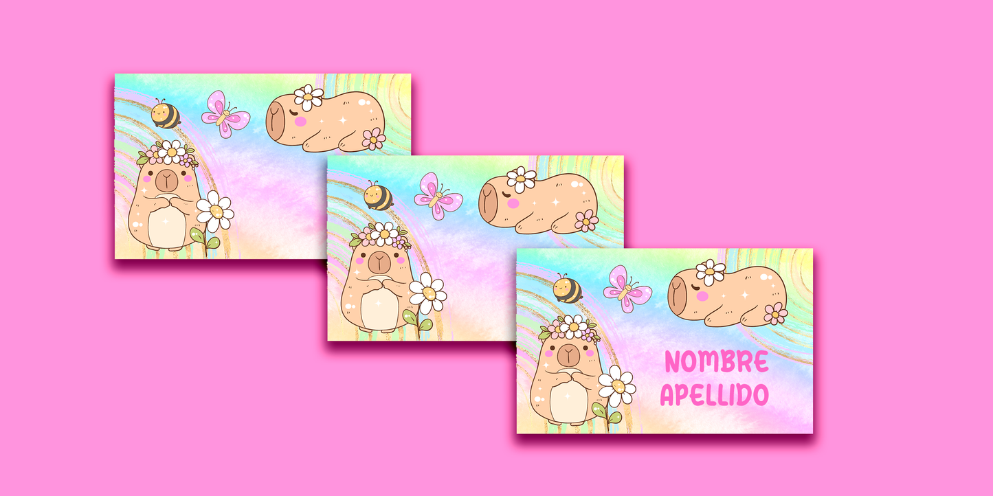 ETIQUETAS PERSONALIZADAS CAPIBARA RECTANGULAR