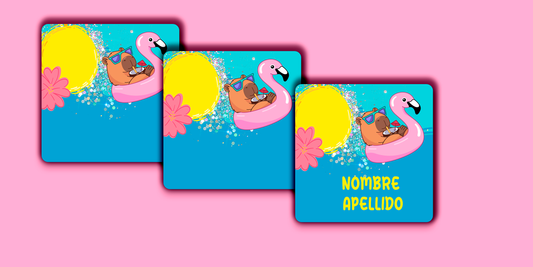 ETIQUETAS PERSONALIZADAS CAPIBARA CUADRADA