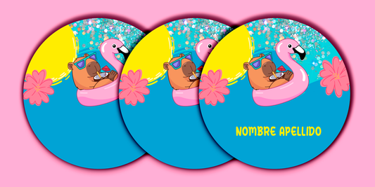 ETIQUETAS PERSONALIZADAS CAPIBARA REDONDA