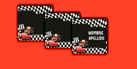 ETIQUETAS PERSONALIZADAS CARS CUADRADA