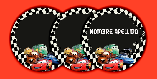 ETIQUETAS PERSONALIZADAS CARS REDONDA