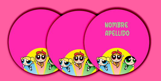 ETIQUETAS PERSONALIZADAS CHICAS SUPER PODEROSAS REDONDA