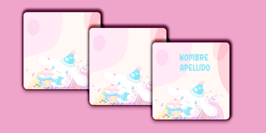 ETIQUETAS PERSONALIZADAS CINNAMONROLL CUADRADA
