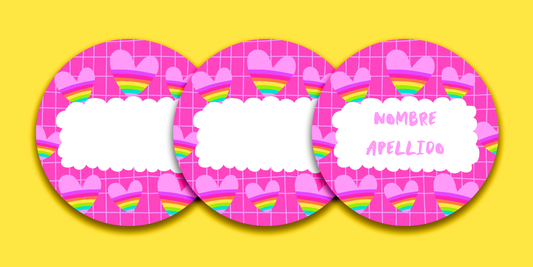 ETIQUETAS PERSONALIZADAS CORAZONES REDONDA