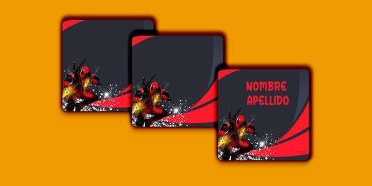ETIQUETAS PERSONALIZADAS DEADPOOL CUADRADA