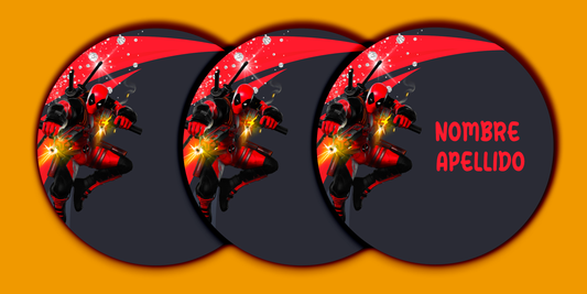 ETIQUETAS PERSONALIZADAS DEADPOOL REDONDA