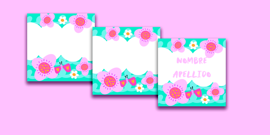 ETIQUETAS PERSONALIZADAS FLORES CUADRADA