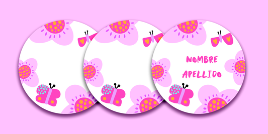 ETIQUETAS PERSONALIZADAS FLORES REDONDA