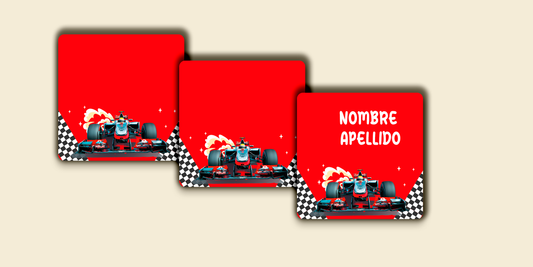 ETIQUETAS PERSONALIZADAS FORMULA 1 CUADRADA