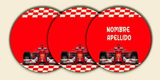 ETIQUETAS PERSONALIZADAS FORMULA 1 REDONDA