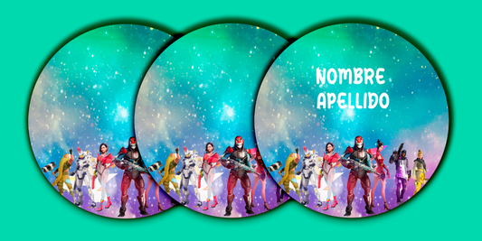 ETIQUETAS PERSONALIZADAS FORNITE REDONDA