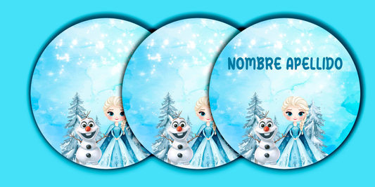 ETIQUETAS PERSONALIZADAS FROZEN REDONDA